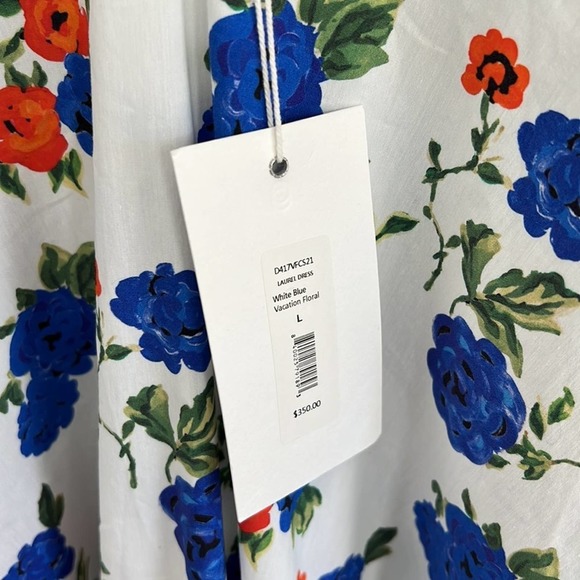 Caroline Constas Laurel Dress in White Blue Vacation Floral. Worn once. - Picture 5 of 8